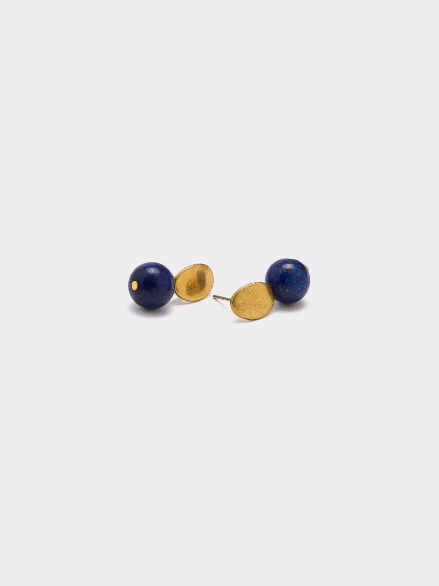 Pendientes Cortos Con Resina azul