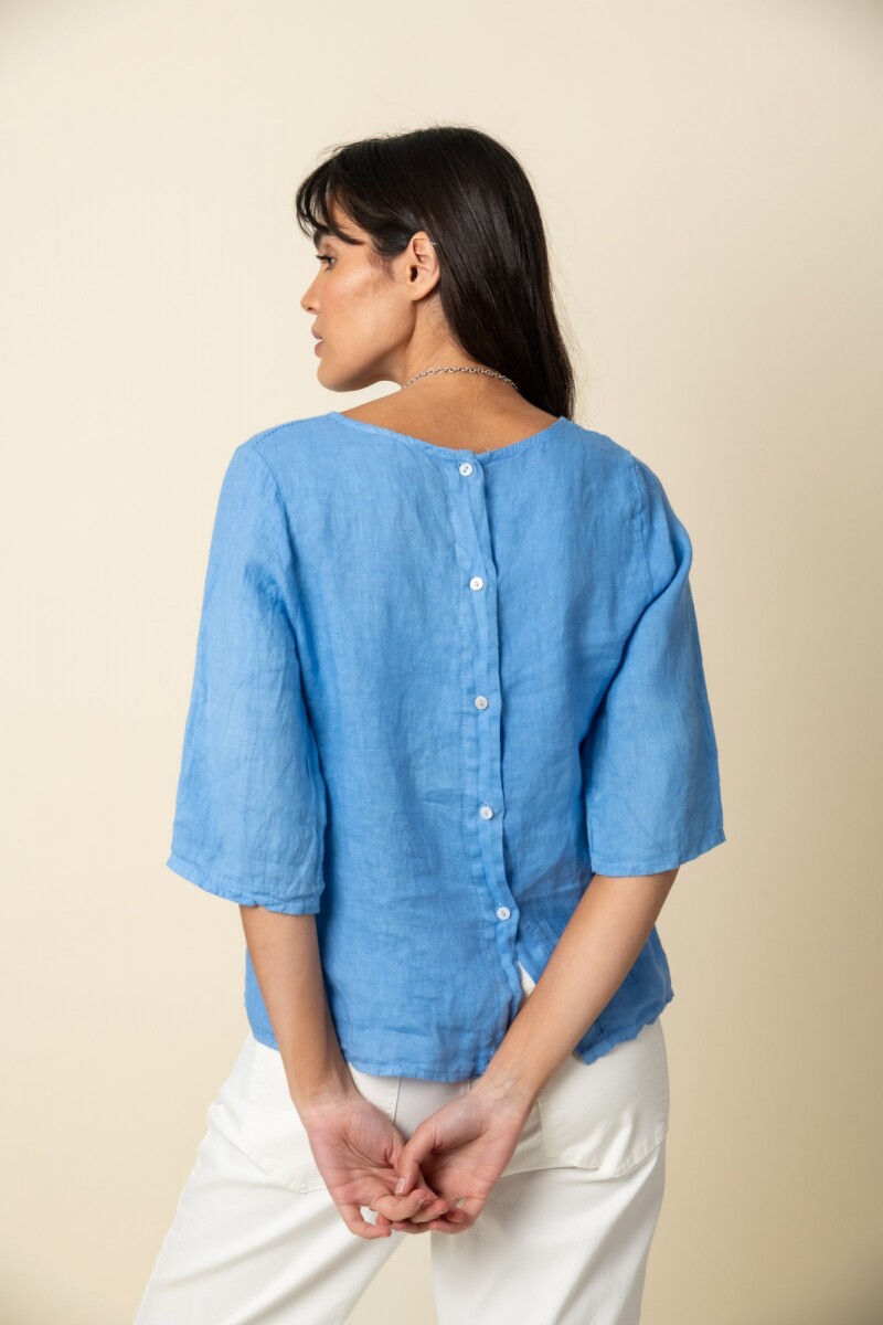 Blusa Lino - Celeste