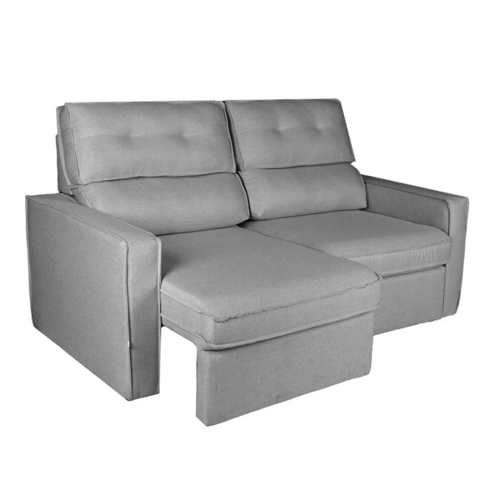 SOFA RETRACTIL 2 CUERPOS TELA GRIS AMBAR