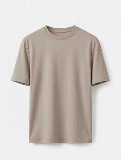 CAMISETA BÁSICA MANGA CORTA BEIGE