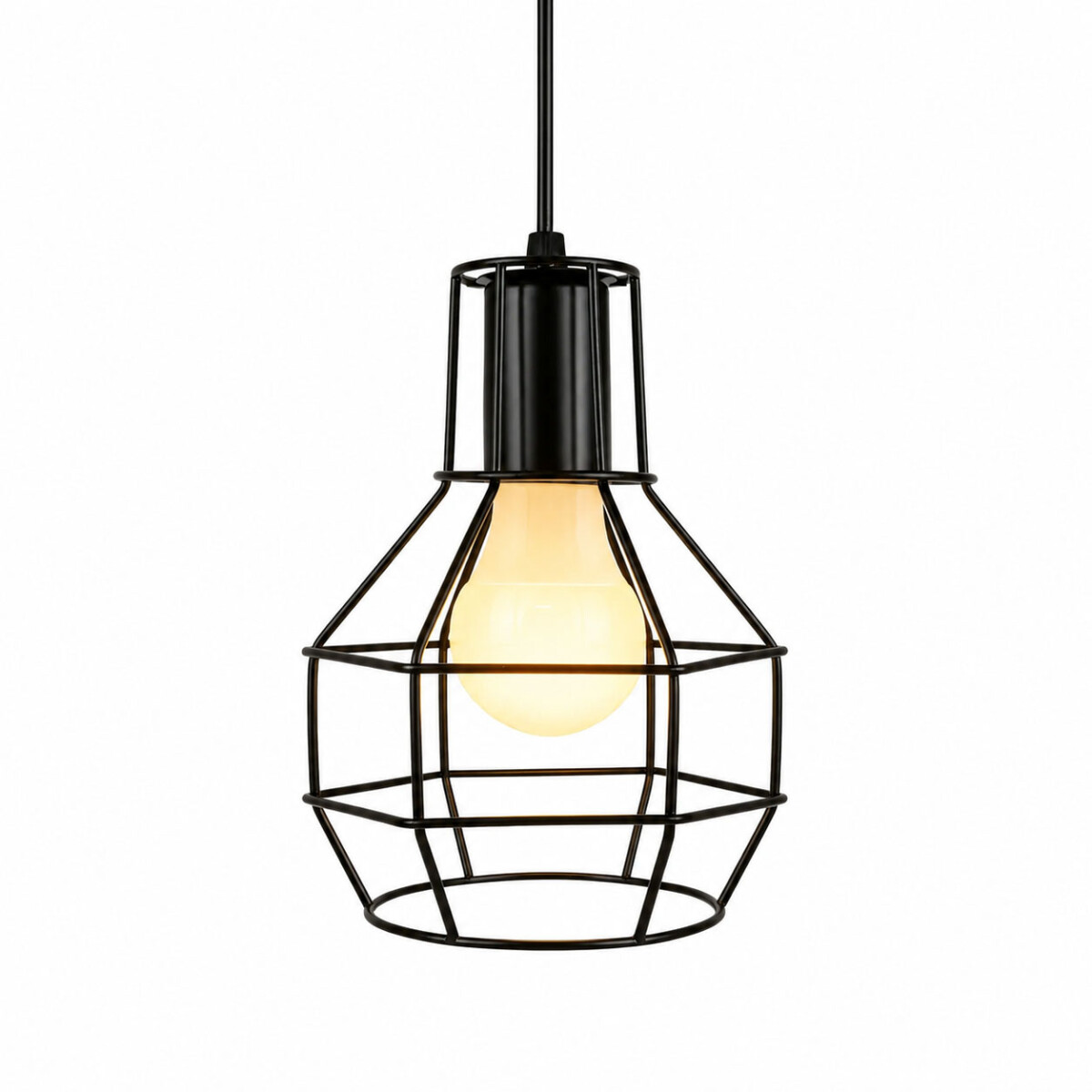 Lampara Colgante Metal E27 Diseño Industrial Decorativo - Negro 