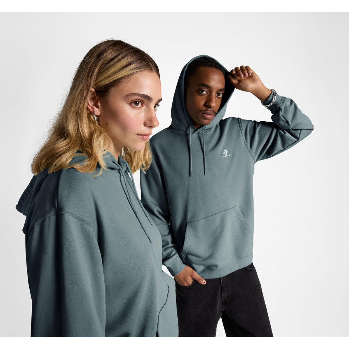 STAR CHEV EMB HOODIE FT NEWTRAL TEAL - NEWTRAL TEAL 