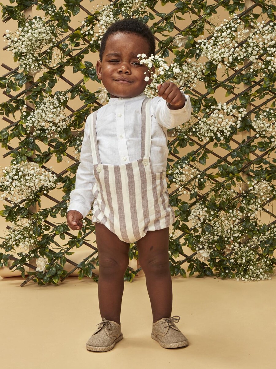 Bombacho De Lino Con Tirantes Berenjena