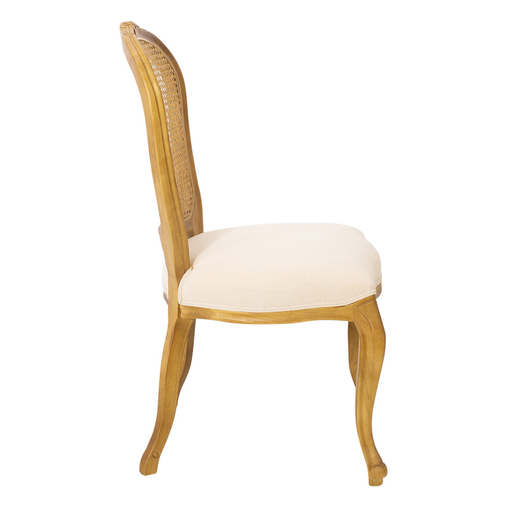SILLA DE COMEDOR MADERA NATURAL-BEIGE ESTILO LUIS XV