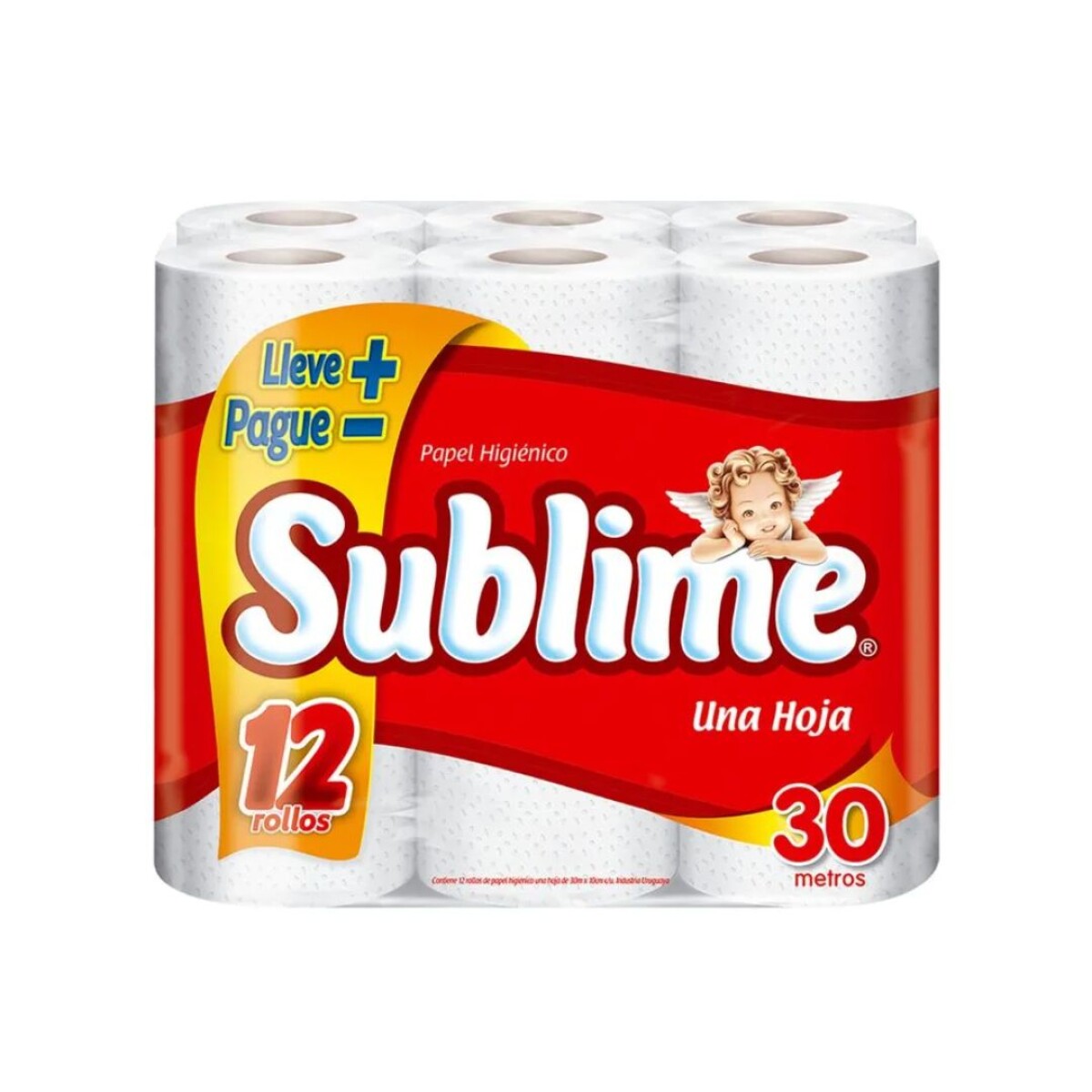 PAPEL HIGIENICO SUBLIME HOJA SIMPLE 30 MT 12 ROLLOS 