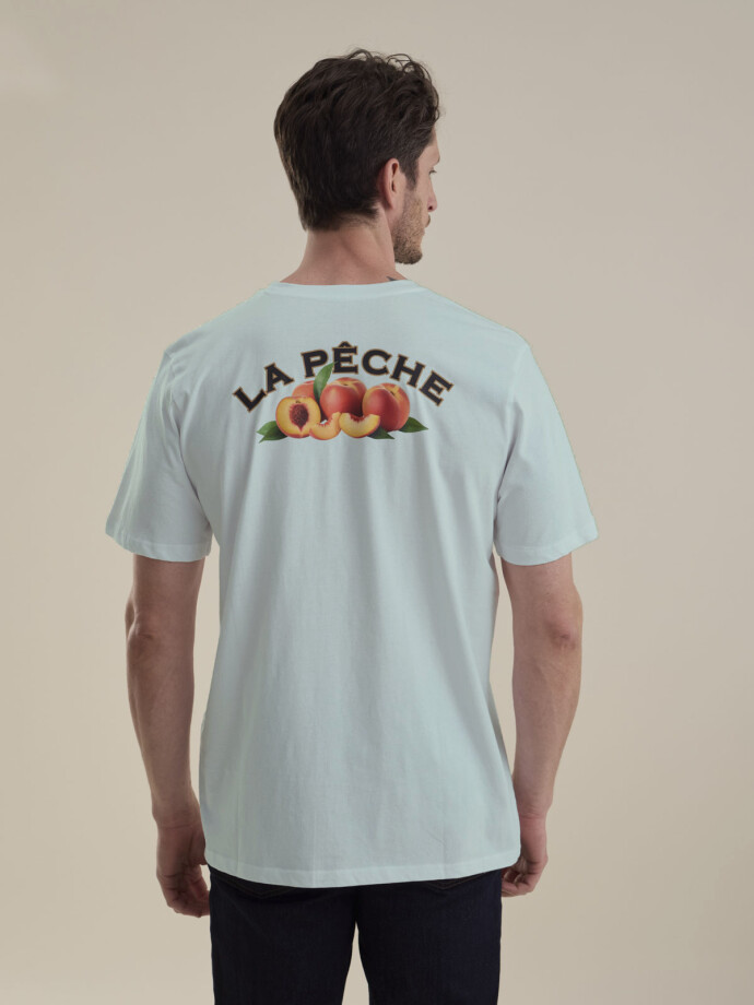 T-SHIRT ESTAMPA PEACHES VERDE AGUA