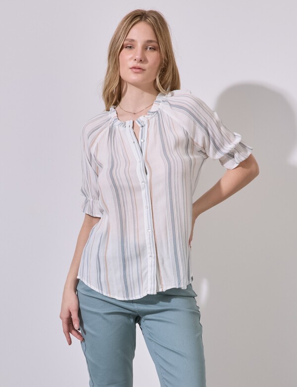 Blusa Lineas Botones BLANCO/MULTI