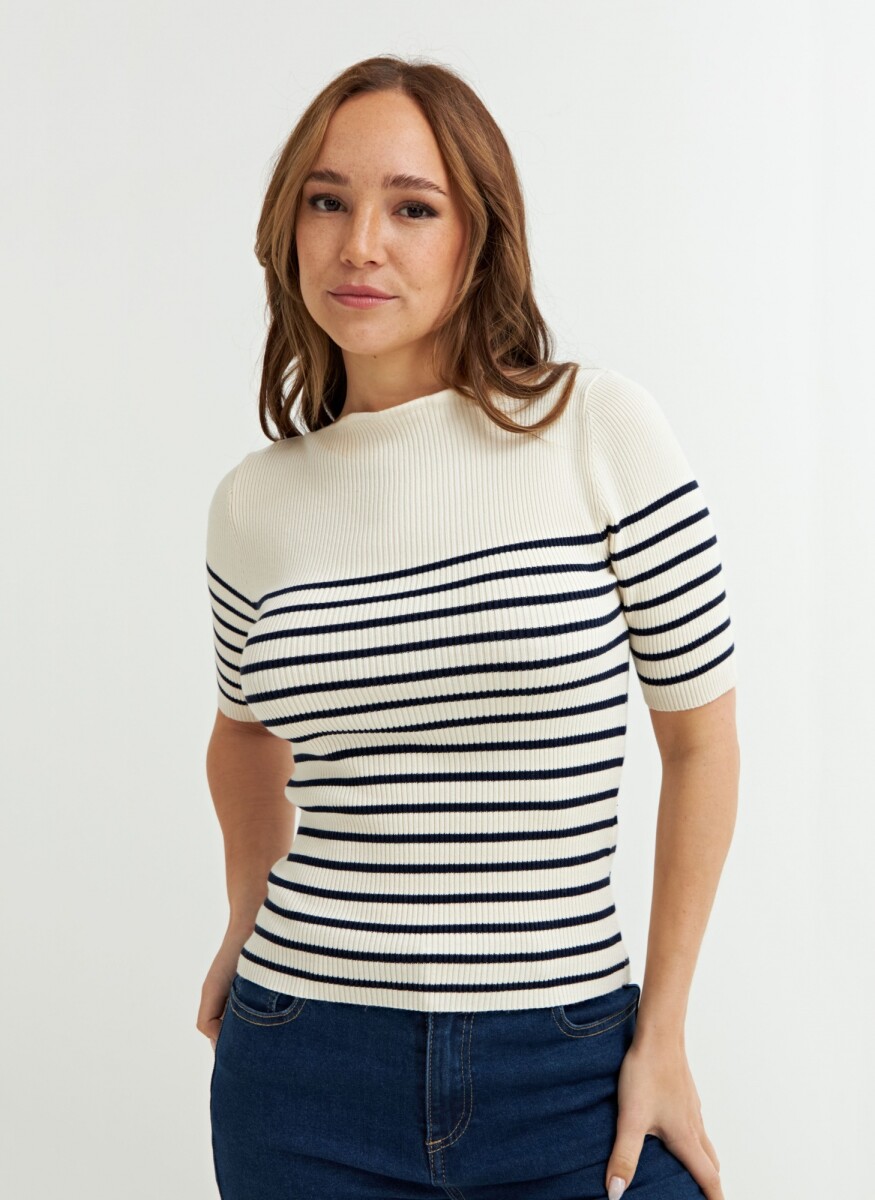 Sweater cuello bote - Crudo 
