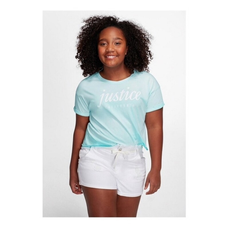 Remera para niña Justice cambia de color Celeste
