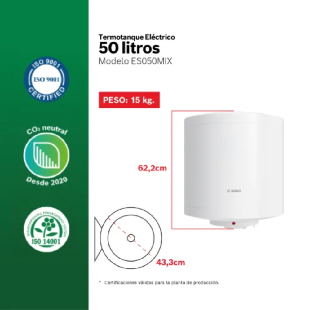 Termotanque de acero eléctrico 50 Lts Termotanque de acero eléctrico 50 Lts