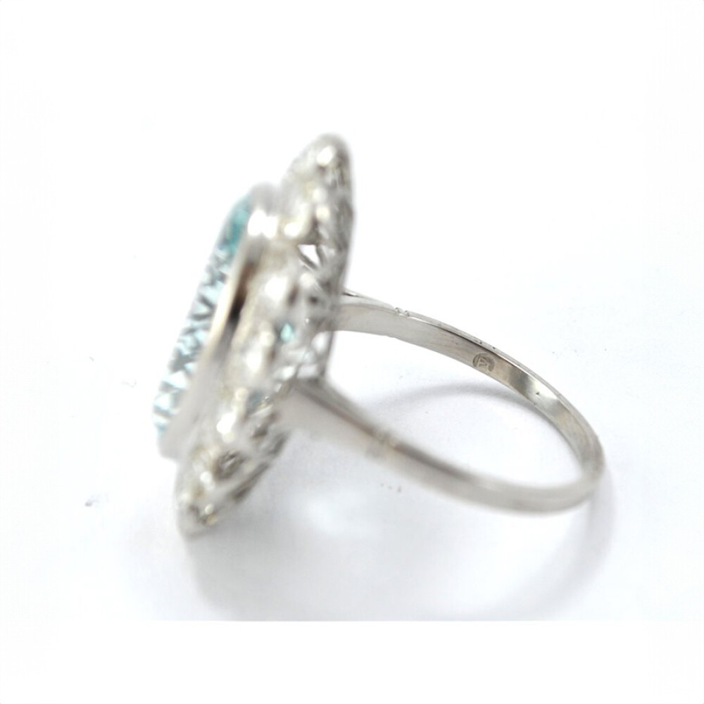 Anillo Platino Con Aguamarina Central Anillo Platino Con Aguamarina Central