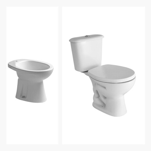 JUEGO INODORO, TAPA, MOCHILA Y BIDET FERRUM LINEA ANDINA descarga a 25 cms, 000