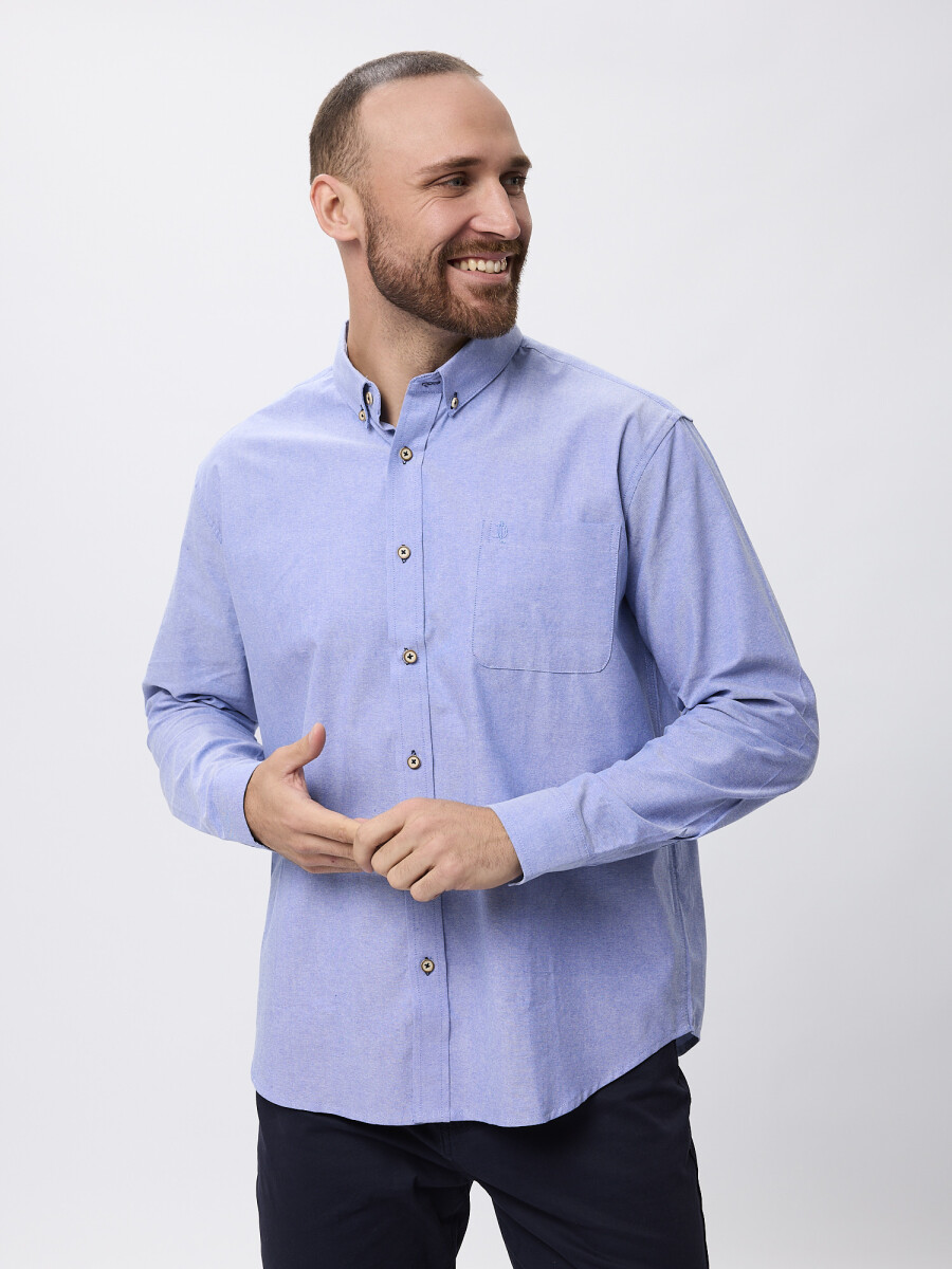 Camisa oxford lisa - azul 