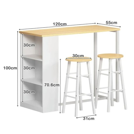 Barra Desayunador Con 2 Bancos de Madera Negro