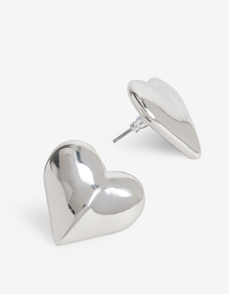 Aros Pasantes Metal Aros Pasantes Corazón - Plateado Rodio