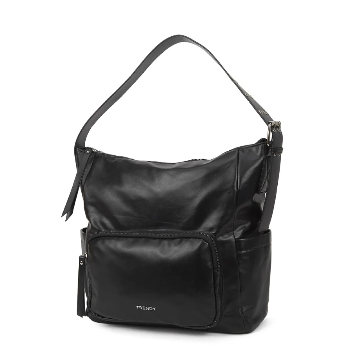 Bolso con bolsillo frontal y lateral - Negro 