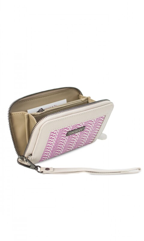 BILLETERA LORENZA TELAR MAGENTA Y CRUDO
