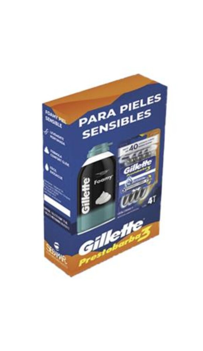 PACK AFEITAR GILLETTE PRESTOBARBA 3 + ESPUMA FOAMY 