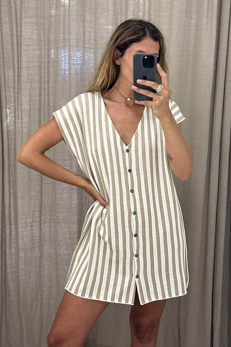 Vestido Libre Beige/Blanco