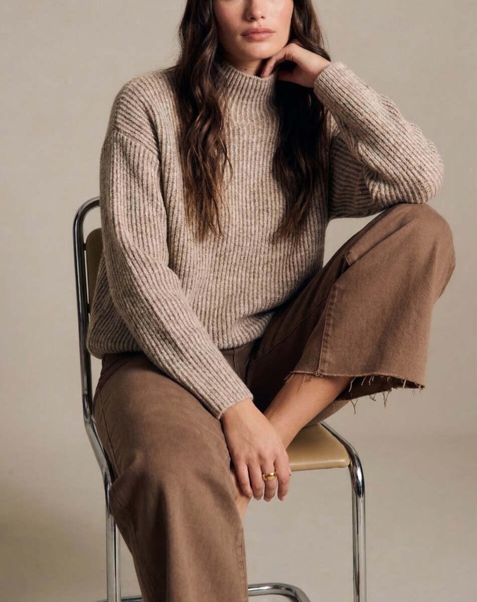 Polera Texturada - Beige Melange 