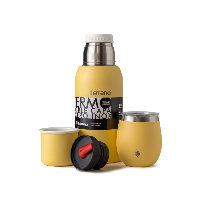 Kit Matero Acero Inox Amarillo Pastel