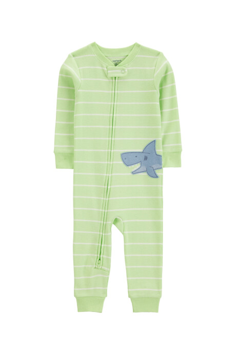Pijama una pieza de algodón, estampa tiburón Sin color