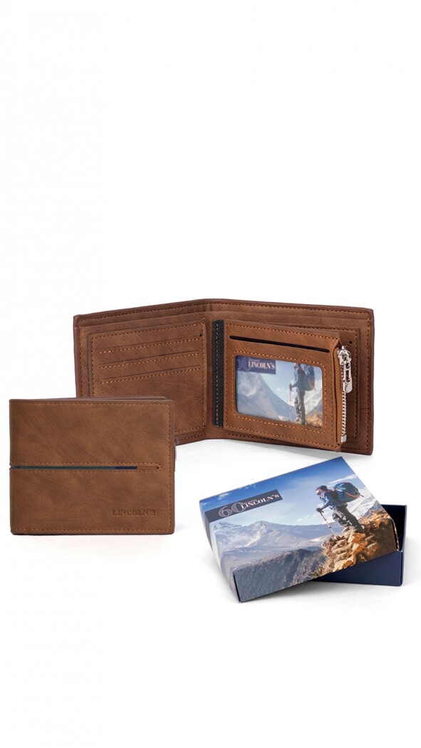 BILLETERA HOMBRE VAN GOGH MARRON CLARO C/ GUARDA VERDE