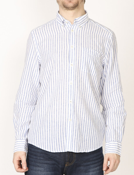 Camisa Harrington Label Blanco/azul