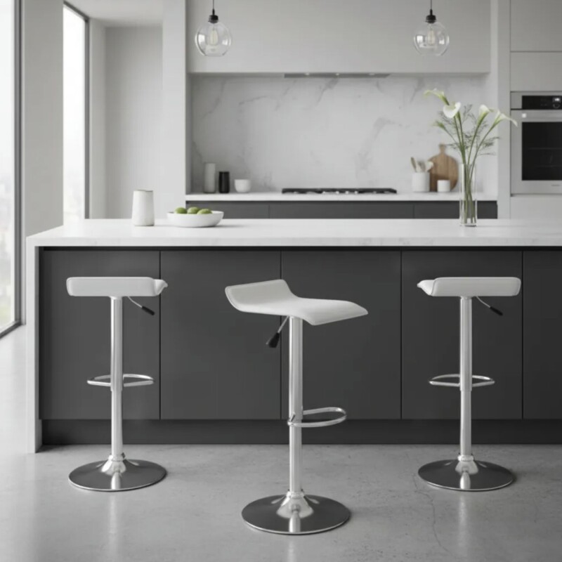 Taburete Kira Pack 4 unidades Rectangular Para Bar Diseño Moderno Blanco