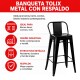 Set X4 Banqueta Tolix con respaldo NEGRO MATE