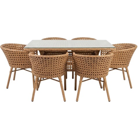 JGO COMEDOR GEORGIA TAPA VIDRIO 6 PUESTOS Unica