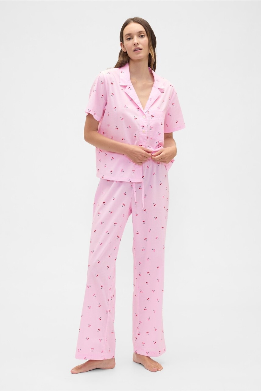 Pijama Pantalón Poplin Mujer Cherry Print