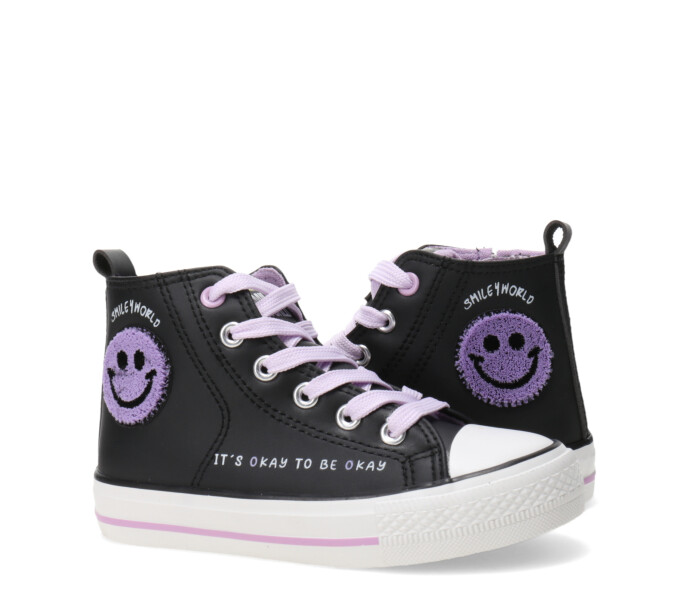 Deportivo SMILEY tipo bota con aplique y estampa Black