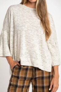 Sweater Manga Volado Gris Melange