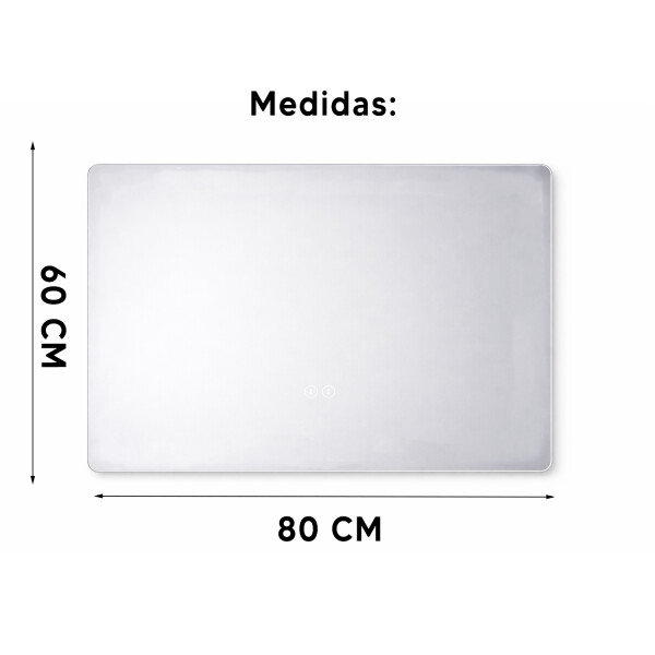 Espejo De Baño Led 60 X 80cm Led12 Desempañador ESPEJO RECTANGULAR LED12 60X80