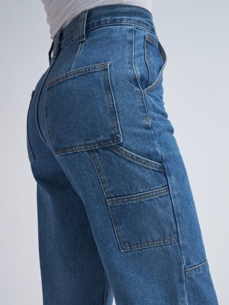 Pantalón de jean cargo Azul Medio