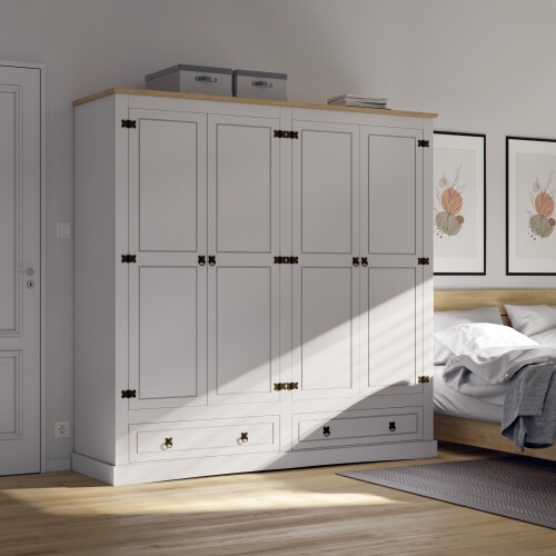 Ropero 4 puertas 2 Cajones Madera - Linea mexicana Blanco