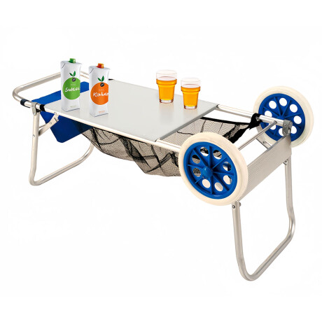 Carrito Mesa De Playa Portátil Aluminio Sillas + Accesorios Azul