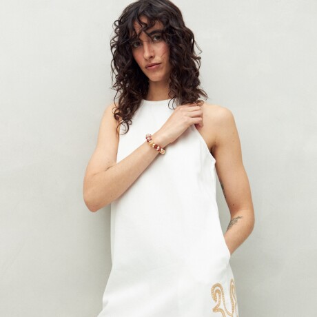 VESTIDO KUTA BORDADO Crudo