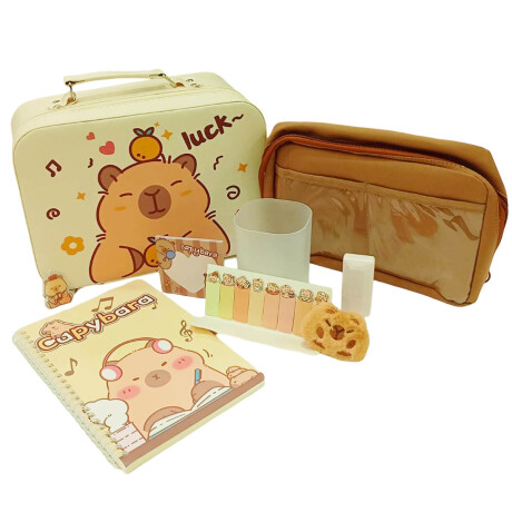 Set Valija Capibara Carpincho Escolar Artístico Real Set Valija Capibara Carpincho Escolar Artístico Real