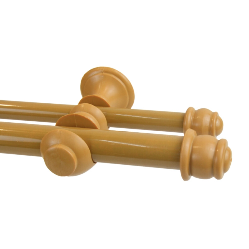 Barrote cortina doble de metal 1,5 m + 2 Soportes MARRON CLARO