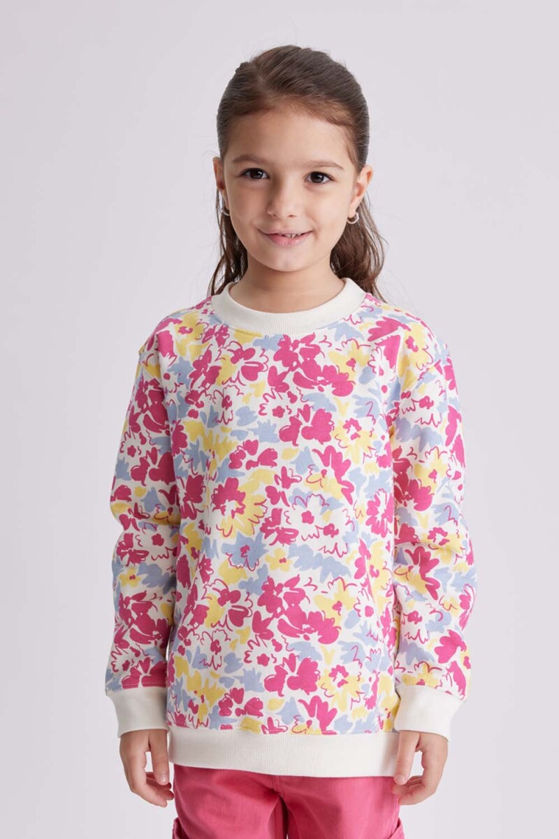 Buzo deportivo estampado Disney - Flores fucsia 