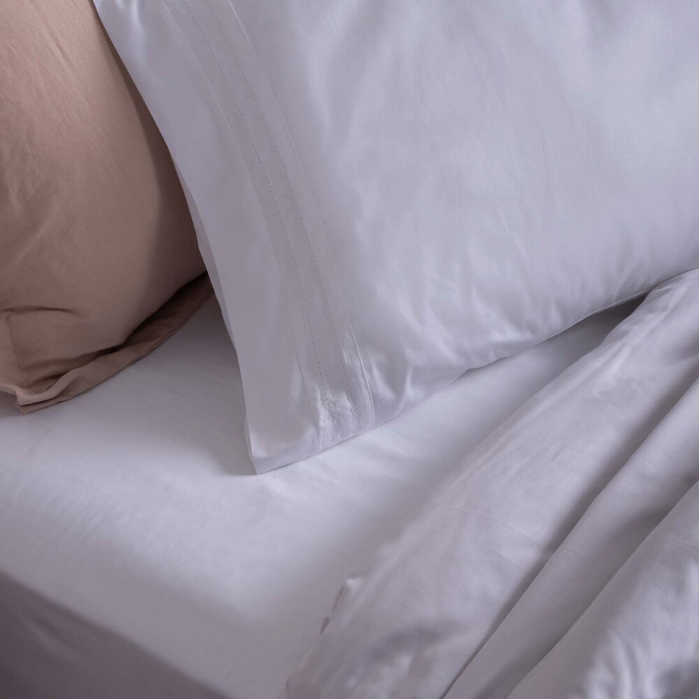 JUEGO DE SABANAS SUPER KING ALGODON BLANCO VANILA 300H