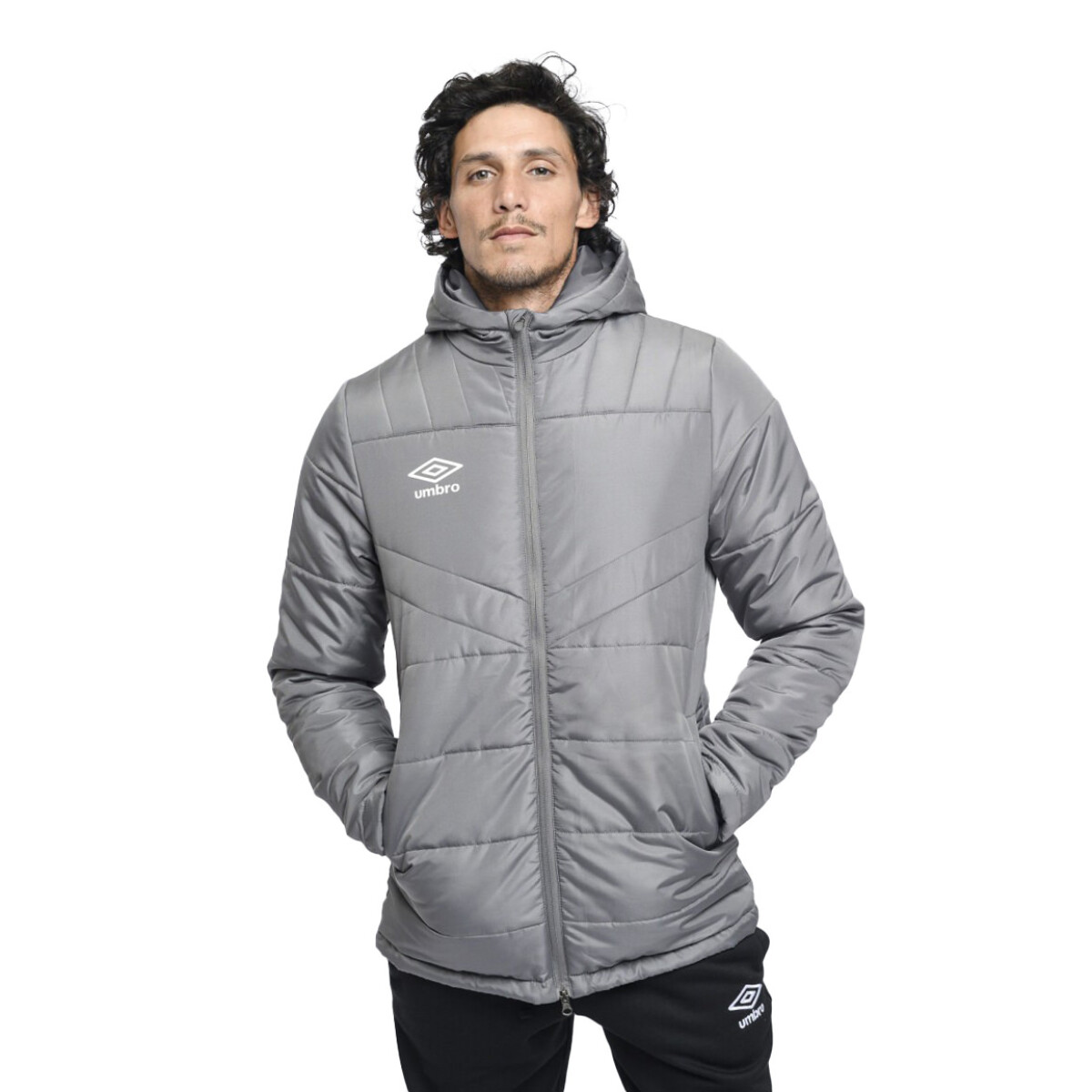 Campera de Hombre Umbro Parka New Classic - Gris - Blanco 