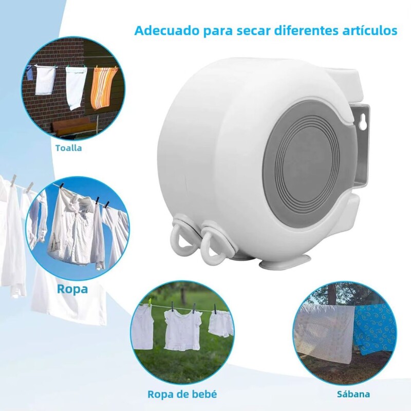 Tender De Ropa Doble Linea 13mts Tendedero D Pared Retractil Tender De Ropa Doble Linea 13mts Tendedero D Pared Retractil