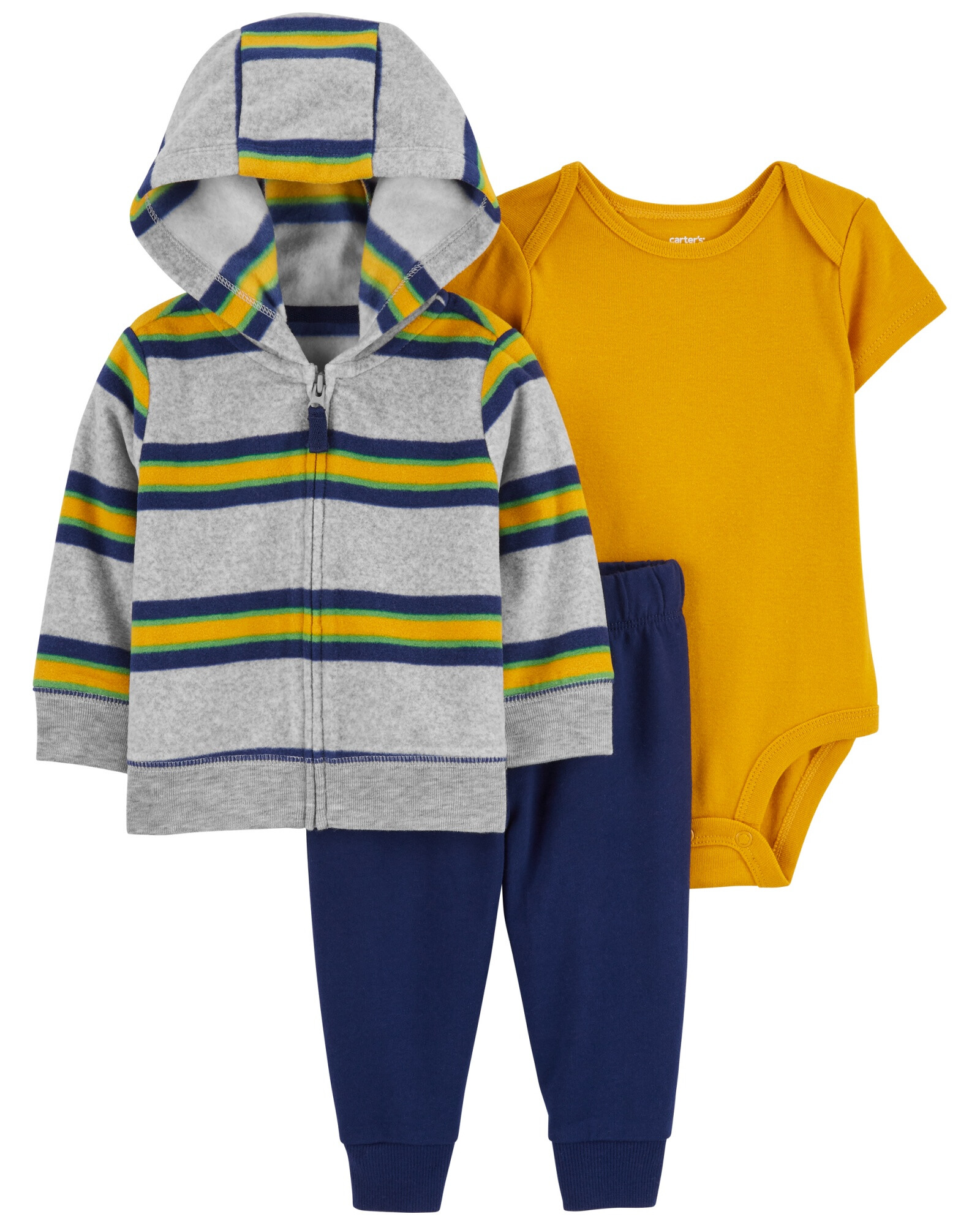 Set tres piezas campera de micropolar, pantalón y body de algodón Set tres piezas campera de micropolar, pantalón y body de algodón