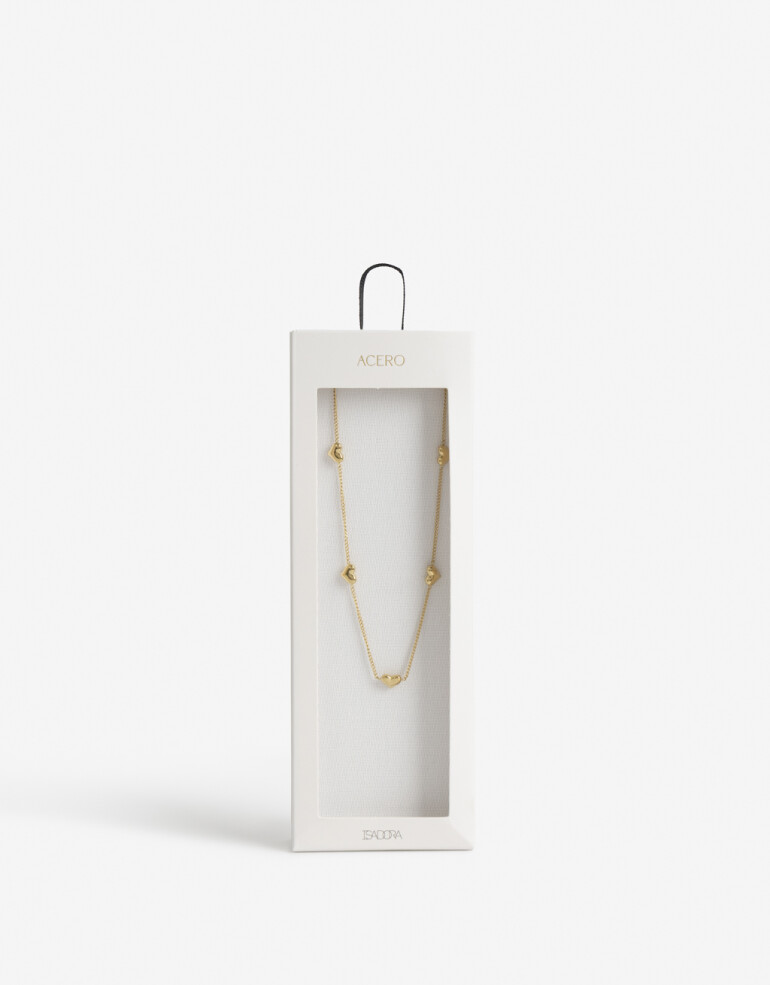 Collares Cortos Metal Collar De Acero Corazones - Dorado