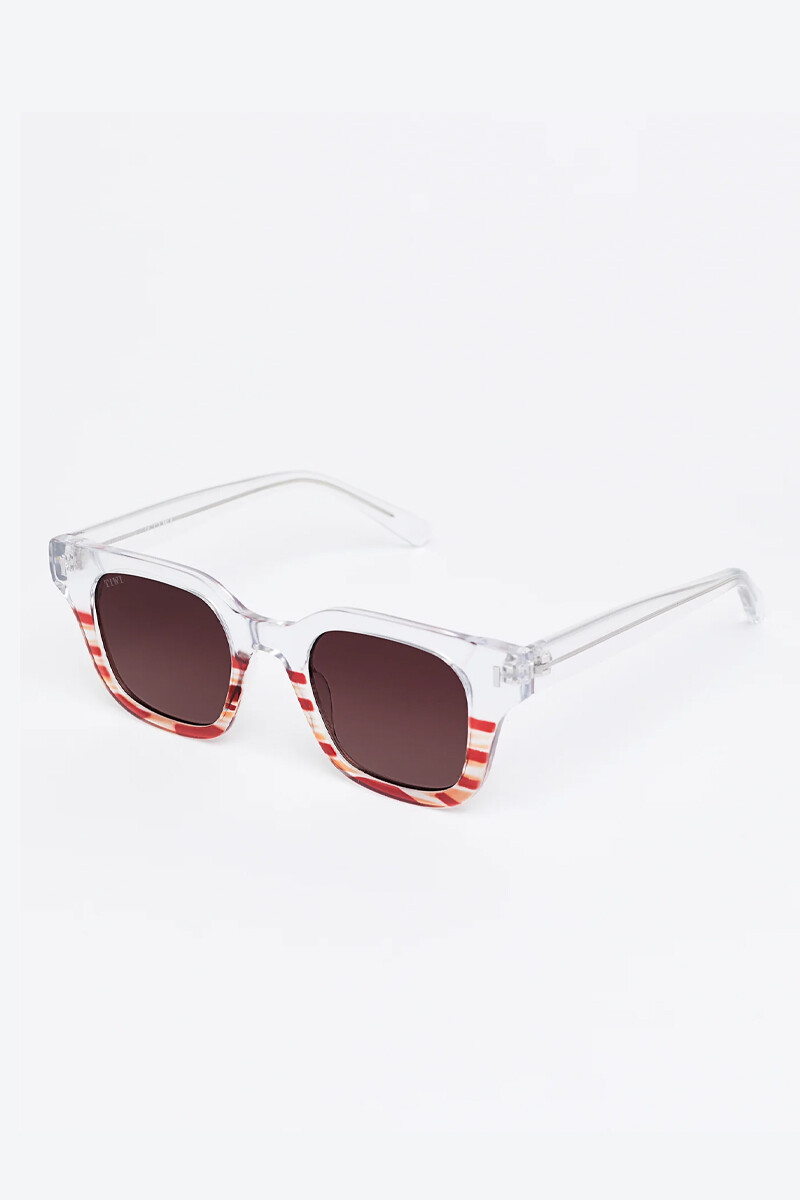Lentes Tiwi Lio Shiny Transparent /gradient Stripe Orange With Bugundy Gradient Lenses (flat)