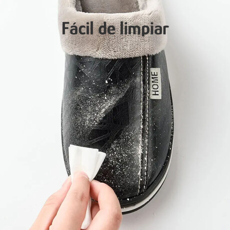 Pantufla De Cuerina Super Abrigadas Antideslizante Unisex Negro