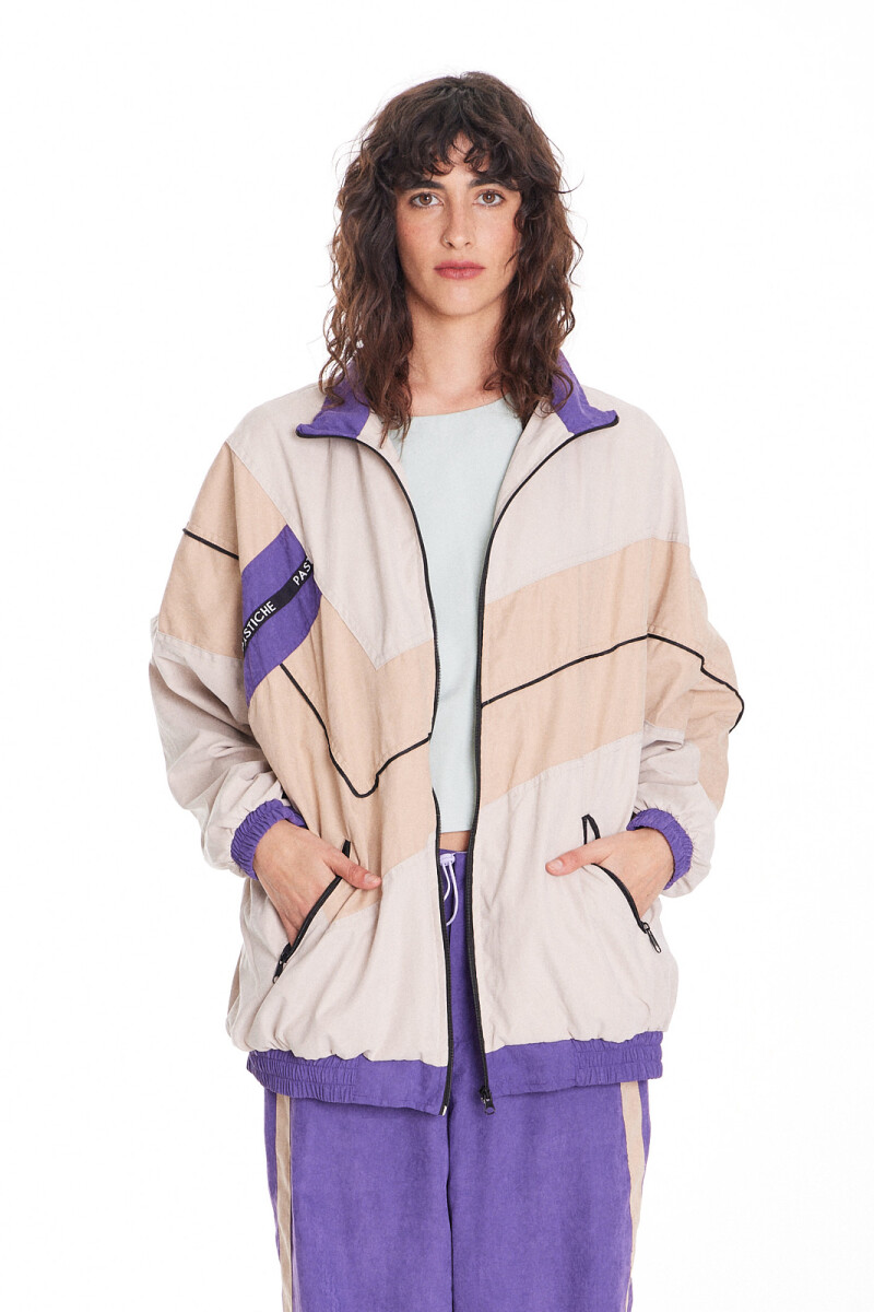 Campera Olímpica Off White/Violeta